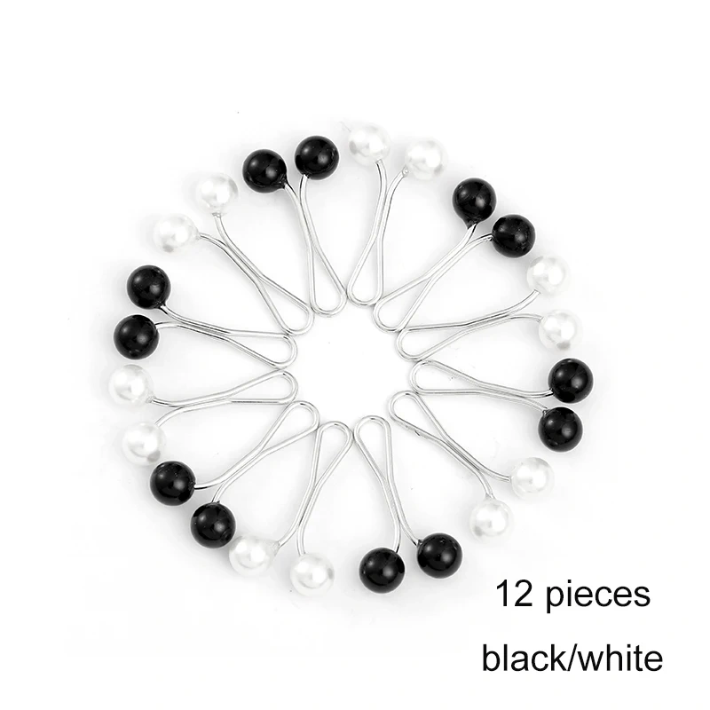 12pcs /Set Pins Hijab Pearl Pins Headscarf Durag Soft Turban Head Wraps For Women Scarf Clips Muslim Arab Hijab Accessories