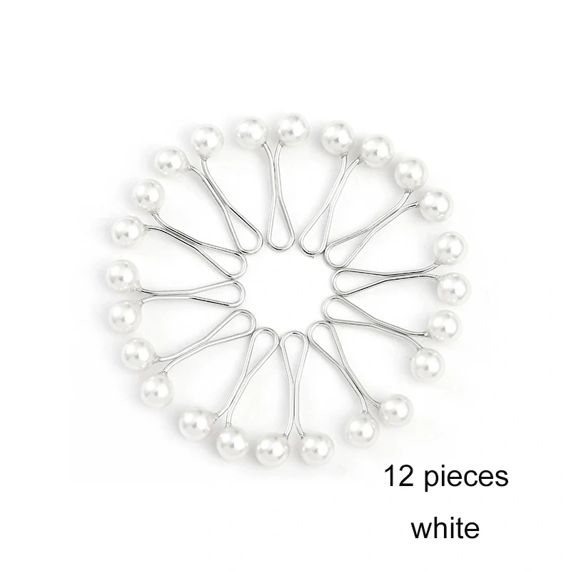 12pcs /Set Pins Hijab Pearl Pins Headscarf Durag Soft Turban Head Wraps For Women Scarf Clips Muslim Arab Hijab Accessories