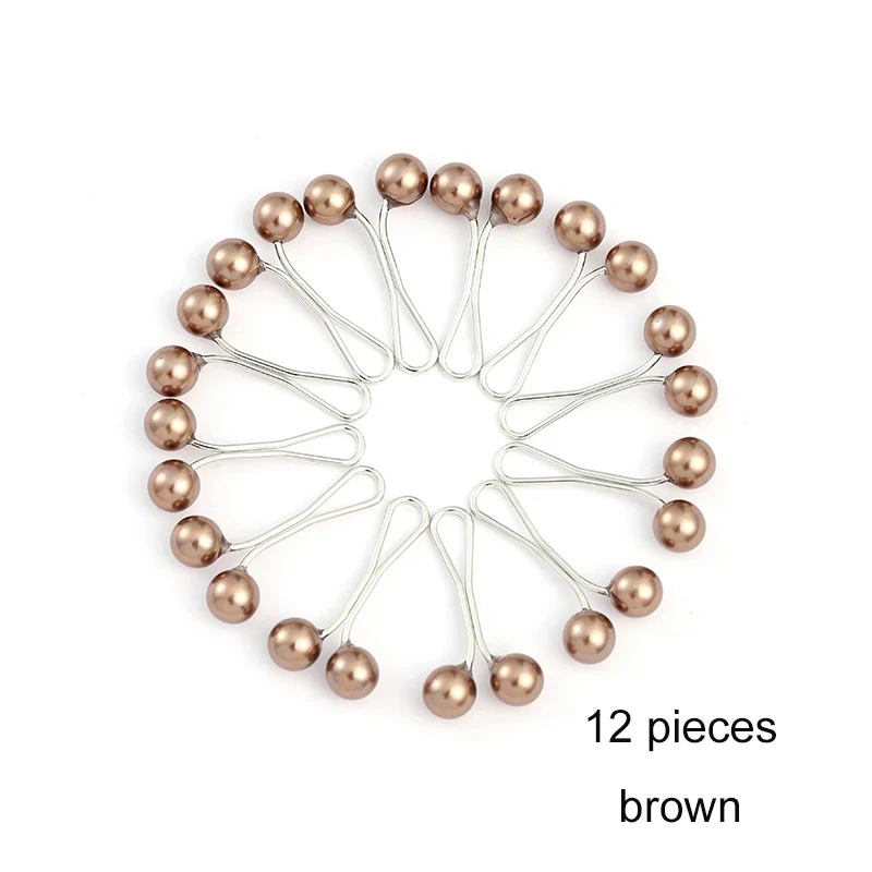 12pcs /Set Pins Hijab Pearl Pins Headscarf Durag Soft Turban Head Wraps For Women Scarf Clips Muslim Arab Hijab Accessories