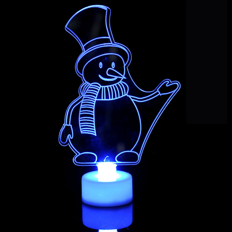 LED Mini Night Lights Colorful Flashing Lights Snowman Lamp Christmas Ornament