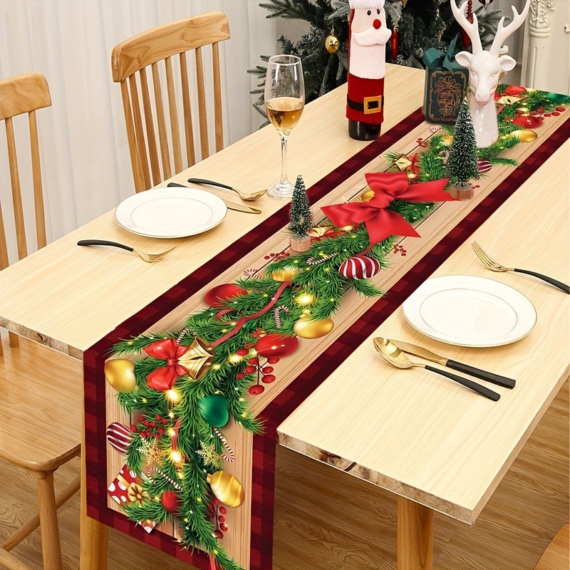 Santa Claus Christmas Table Runner Christmas Decorations For Home Xmas Table Flag Noel Gifts New Year Tablecloth