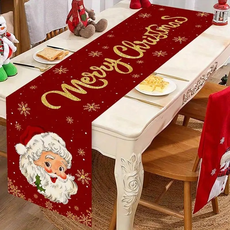 Santa Claus Christmas Table Runner Christmas Decorations For Home Xmas Table Flag Noel Gifts New Year Tablecloth