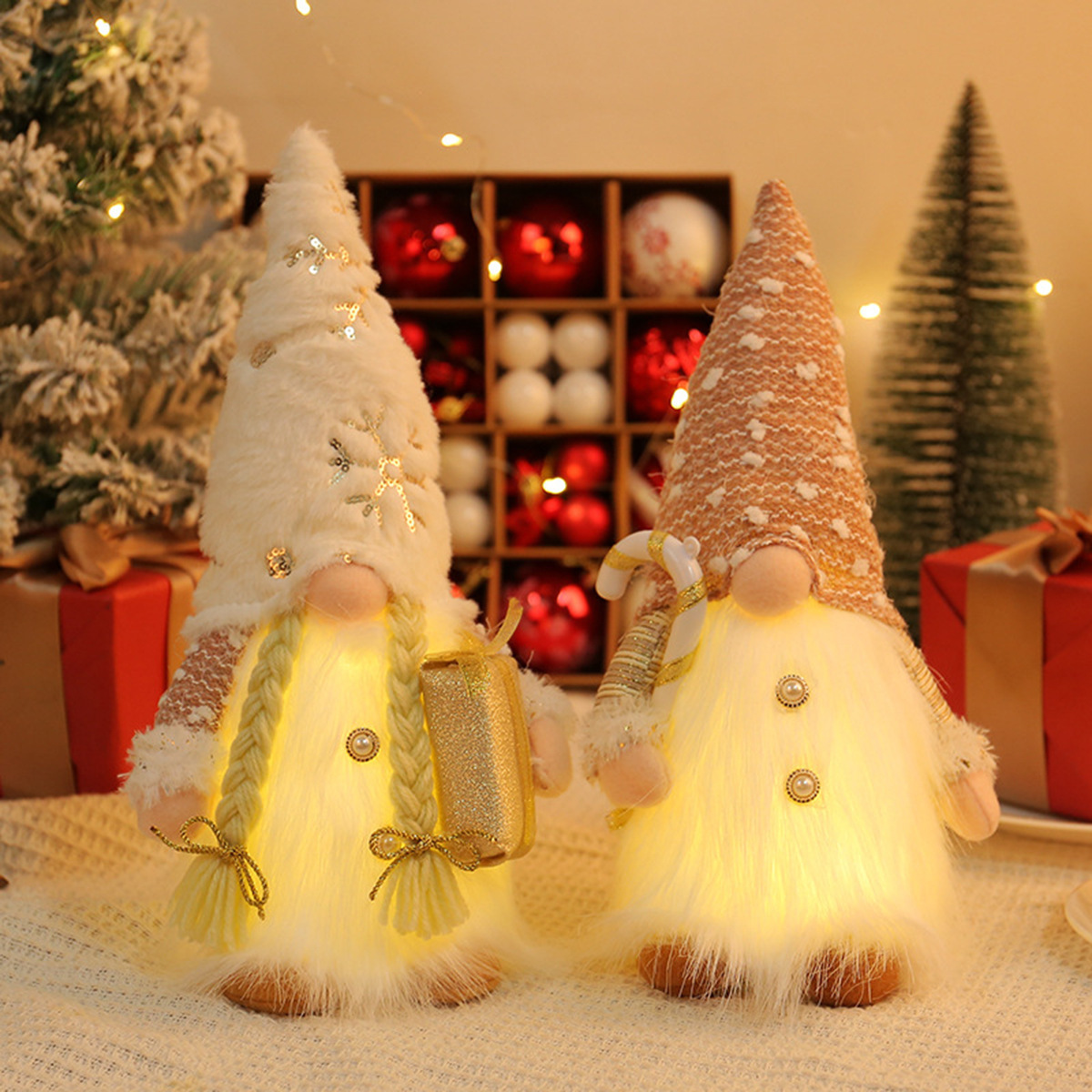 Glowing Gnome Christmas Faceless Doll Tree Decorations Night Light Xmas Gift New Year Home Decor