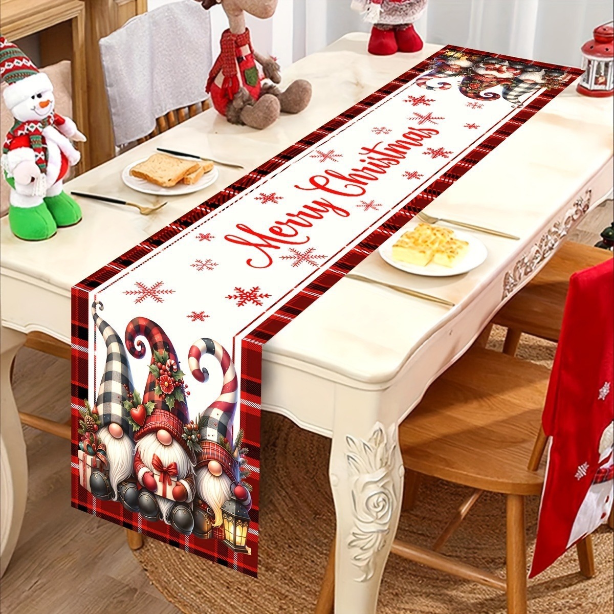 Santa Claus Christmas Table Runner Christmas Decorations For Home Xmas Table Flag Noel Gifts New Year Tablecloth