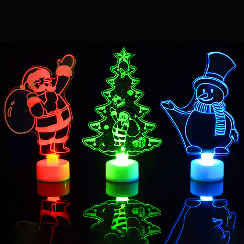LED Mini Night Lights Colorful Flashing Lights Snowman Lamp Christmas Ornament