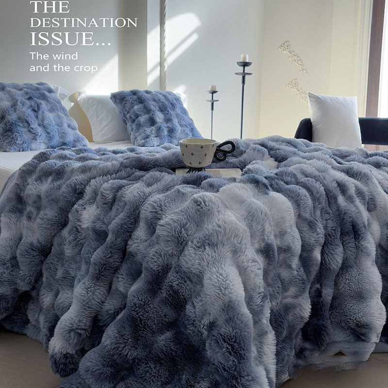 Soft Cozy Faux Fur Rabbit Blanket Warm Thick for Bed Sofa Office Elegant Home Decor Perfect Gift Durable and Versatile