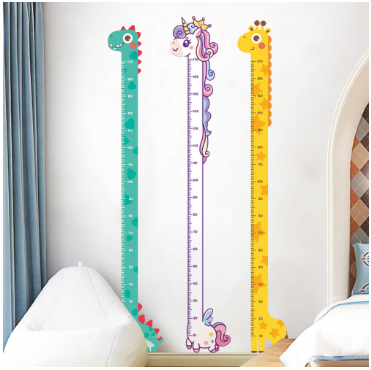 Cute Cartoon Height Sticker Unicorn Dinosaur Giraffe Wall Height Measuring Ruler Stickers For Kids Room Kindergarten Decor