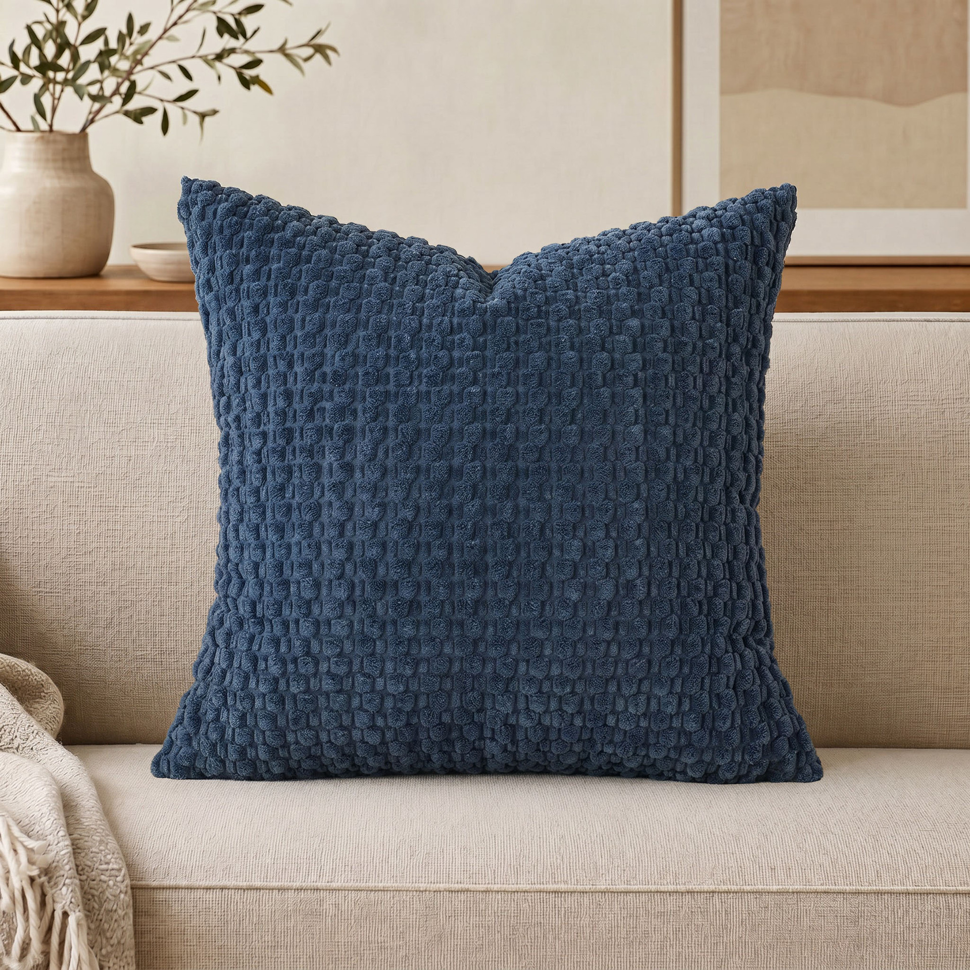 Soft Boho Style Cushion Cover Farmhouse Neutral Decorative Home Decor Striped Corduroy Square