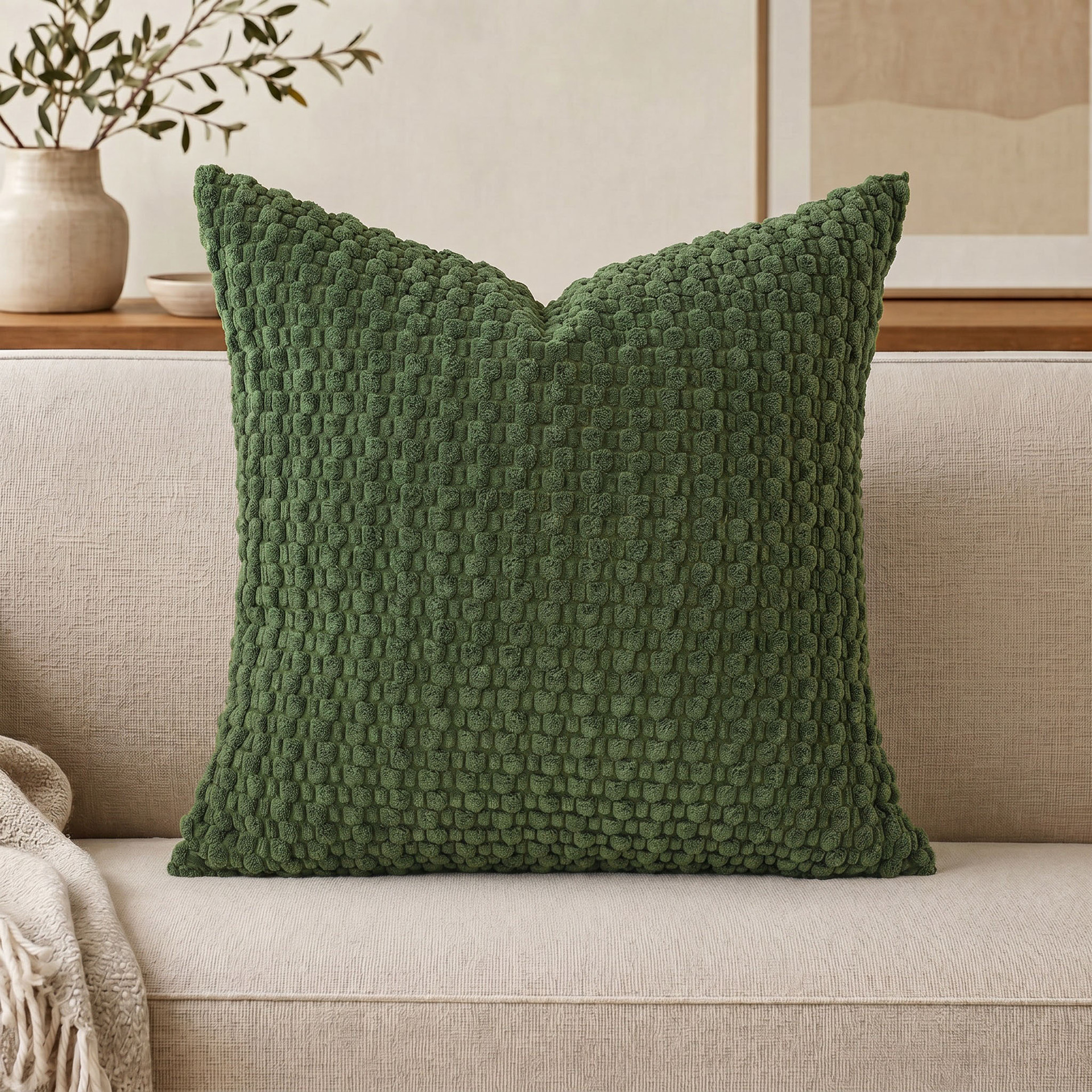 Soft Boho Style Cushion Cover Farmhouse Neutral Decorative Home Decor Striped Corduroy Square