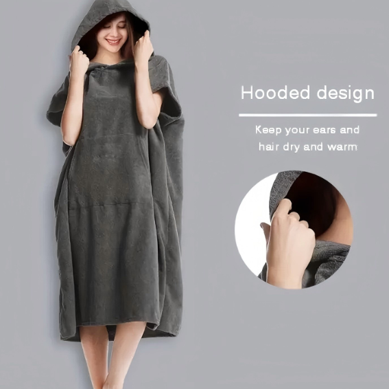 Surf Poncho Towel Quick-Dry Hoodie Beach Robe Swim Towel for Adults
