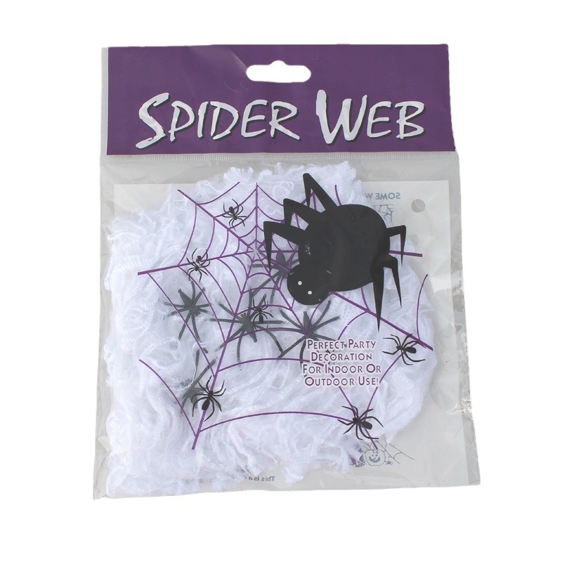 Halloween Decoration Spider Web Artificial Cobweb Stretchy Cobweb With Spider Horror Gothic Haunted House Home Decor