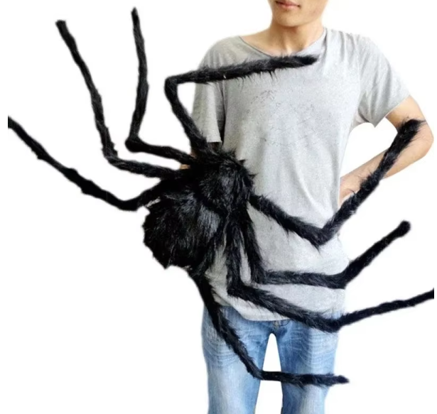 Halloween Big Plush Spider Horror Halloween Decoration Party Prop Outdoor Giant Spider Decor 30-200cm Chamber Prank Black Spider