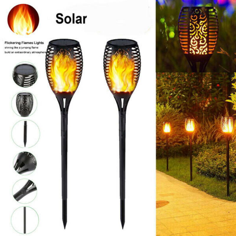 1/2/12Pcs Solar Flame Torch Lights Flickering Light Waterproof Garden Decoration Outdoor Lawn Path Yard Patio Floor Lamps