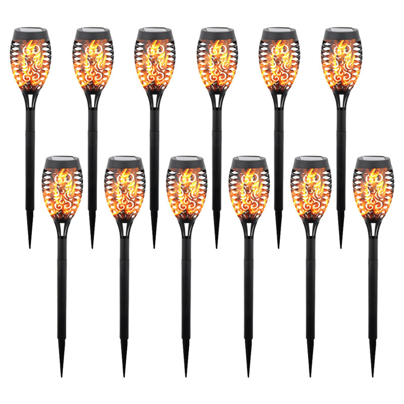 1/2/12Pcs Solar Flame Torch Lights Flickering Light Waterproof Garden Decoration Outdoor Lawn Path Yard Patio Floor Lamps