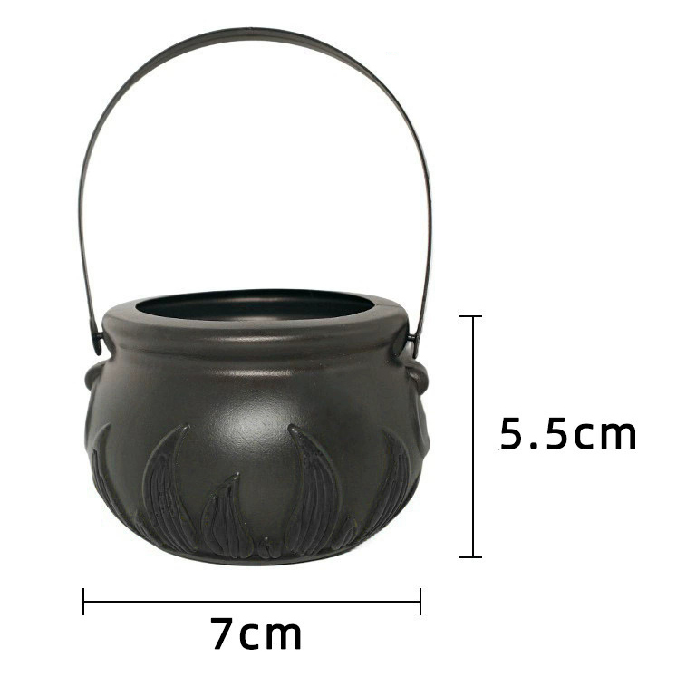 Halloween Witch Cauldron Decoration Mini Black Plastic Treat Bucket Candy Basket Trick Or Treat