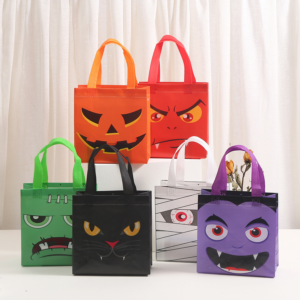 Halloween Treat Bags Party Gift Bags Pumpkin Ghost Non-Woven Candy Snacks Bag Halloween Party Home Decor Supplies Kids Favors