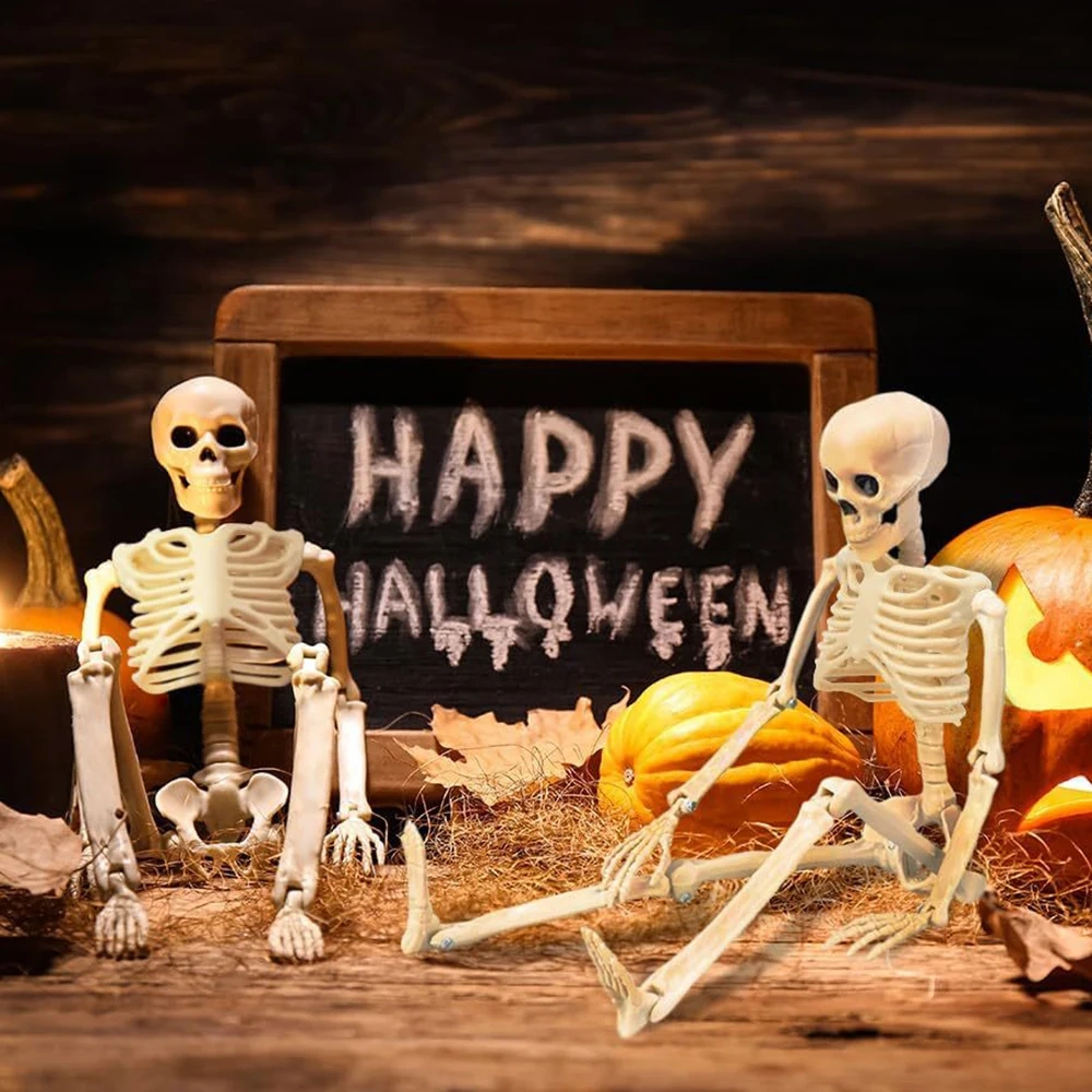 Halloween Decorations Skeleton Posable Human Shape Skeleton Halloween Fake Bone Horror Decoration