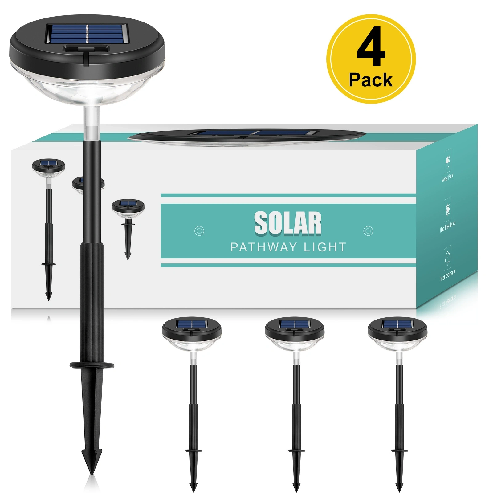 Solar Pathway Lights Outdoor Solar Yard Lamp RGB Color Changing/Warm White IP65 Waterproof LED Solar Lights for Garden Path