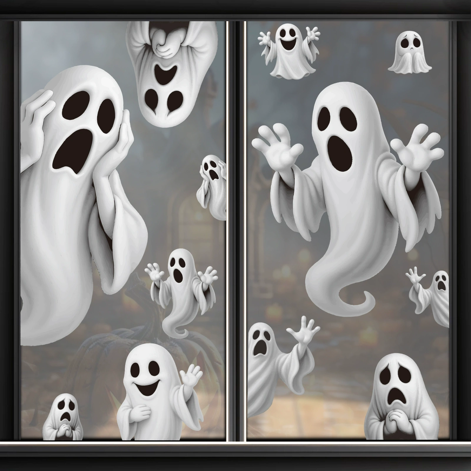 Halloween Ghost Window Clings Decorative Stickers for Holiday Outside Decorations Classroom Party Decoration
