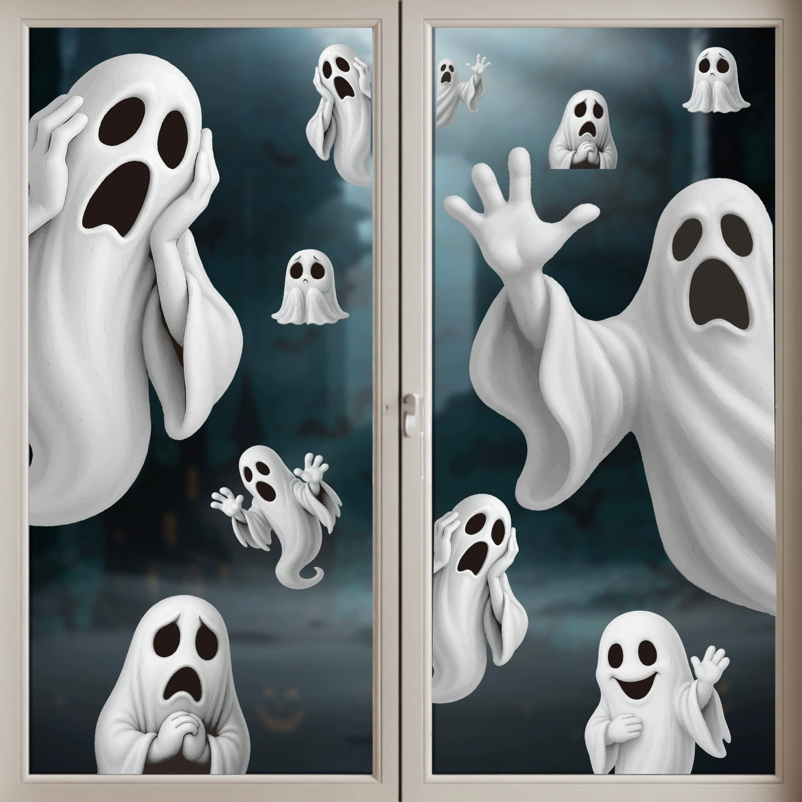 Halloween Ghost Window Clings Decorative Stickers for Holiday Outside Decorations Classroom Party Decoration