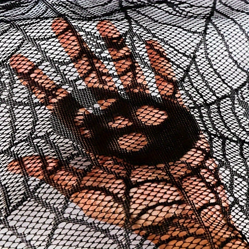 Halloween Fireplace Mantel Scarf Skull Spiderweb Lace Halloween Decor