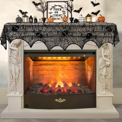 Halloween Fireplace Mantel Scarf Skull Spiderweb Lace Halloween Decor