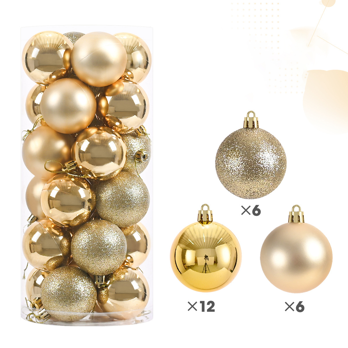 24Pcs Christmas Balls Christmas Tree Pendant Ornaments for Party Decor New Year Navidad Gifts Accessory