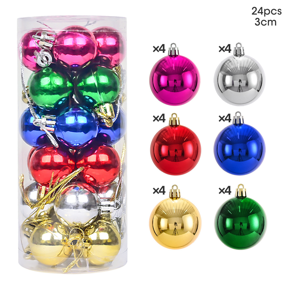 24Pcs Christmas Balls Christmas Tree Pendant Ornaments for Party Decor New Year Navidad Gifts Accessory