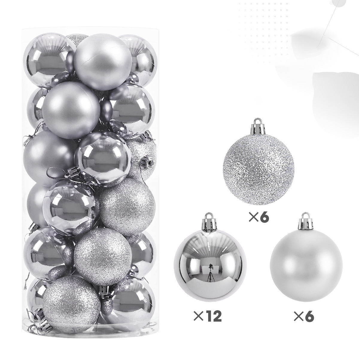 24Pcs Christmas Balls Christmas Tree Pendant Ornaments for Party Decor New Year Navidad Gifts Accessory