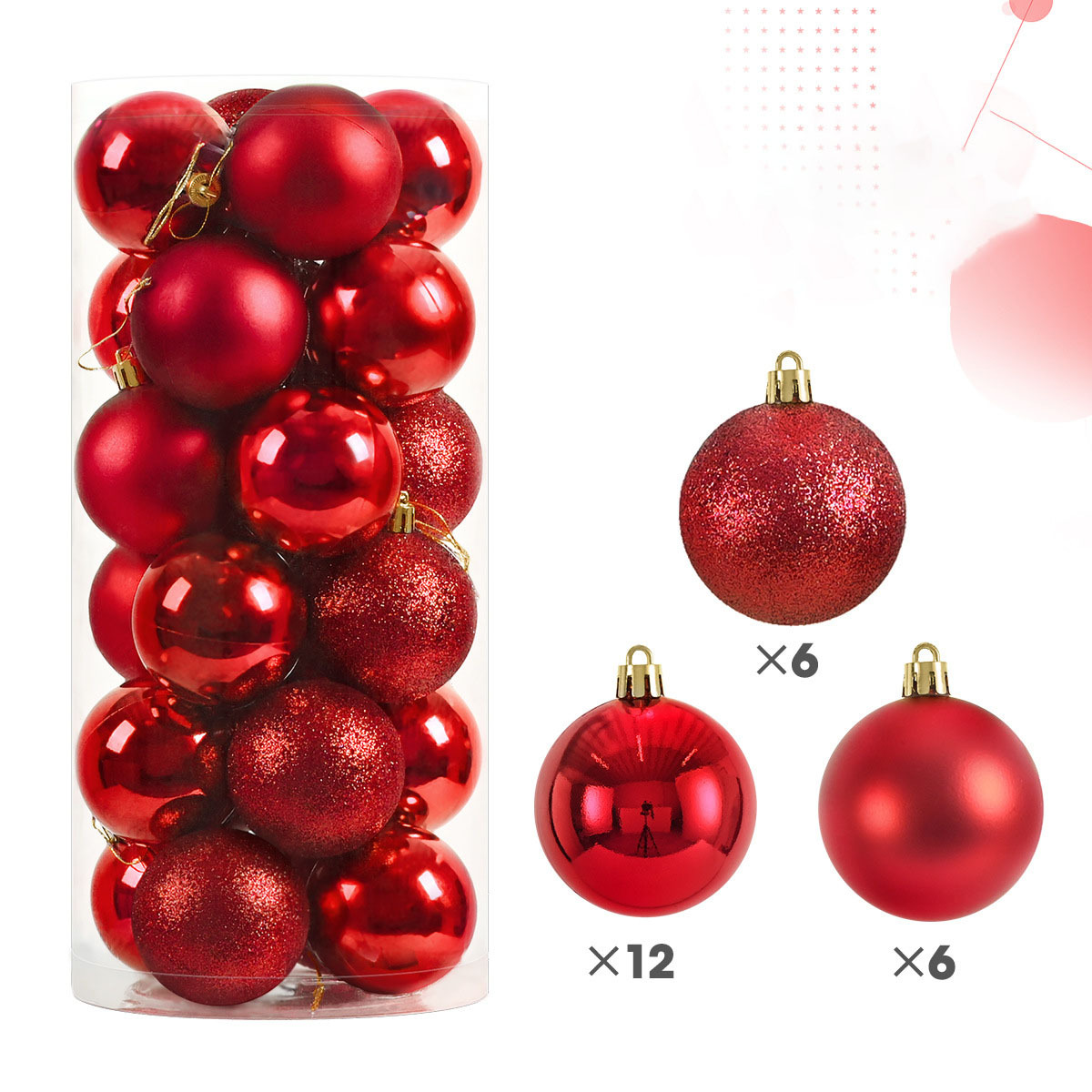 24Pcs Christmas Balls Christmas Tree Pendant Ornaments for Party Decor New Year Navidad Gifts Accessory