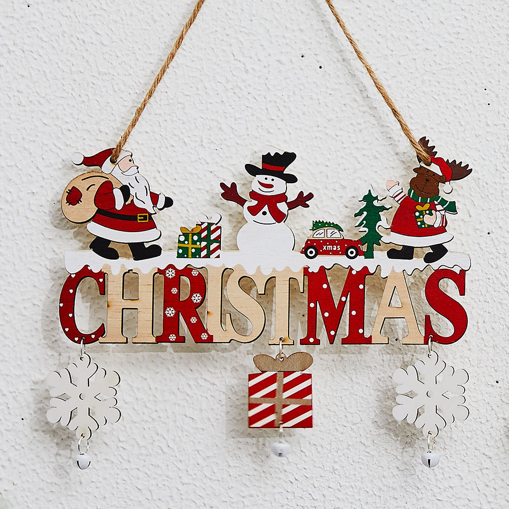 Christmas Wooden Hanging Ornament Decoration for Home Door Xmas Tree Pendants Navidad New Year