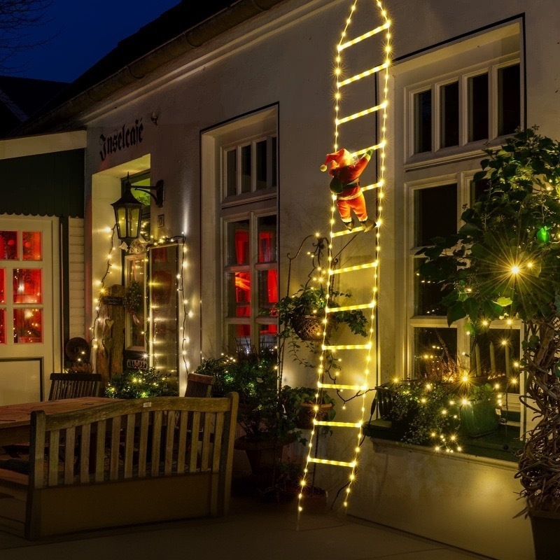 Christmas Decoration LED Santa Claus Climbing Ladder Light USB RC 8 Flashing Modes Suitable Home Xmas Tree Wall Window