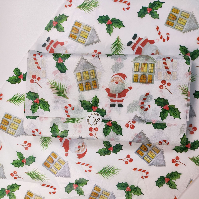10 Sheets Christmas Gift Wrapping Tissue Paper Santa Clause Festive Wrapping Gift Box Party Setup