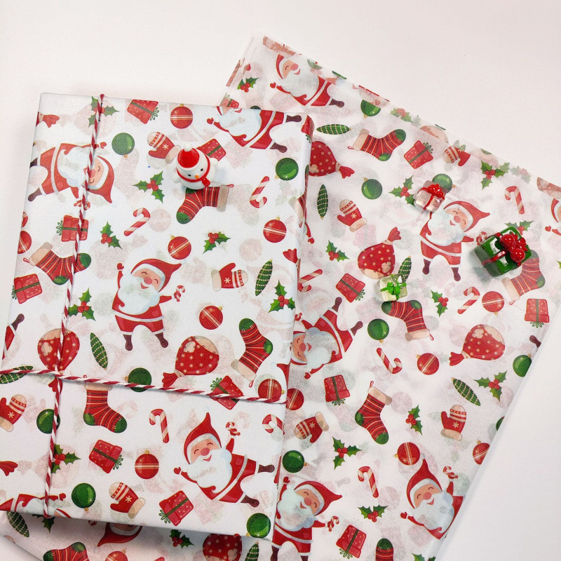 10 Sheets Christmas Gift Wrapping Tissue Paper Santa Clause Festive Wrapping Gift Box Party Setup