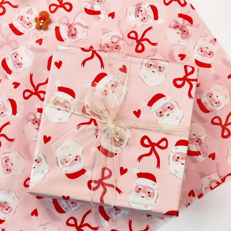 10 Sheets Christmas Gift Wrapping Tissue Paper Santa Clause Festive Wrapping Gift Box Party Setup