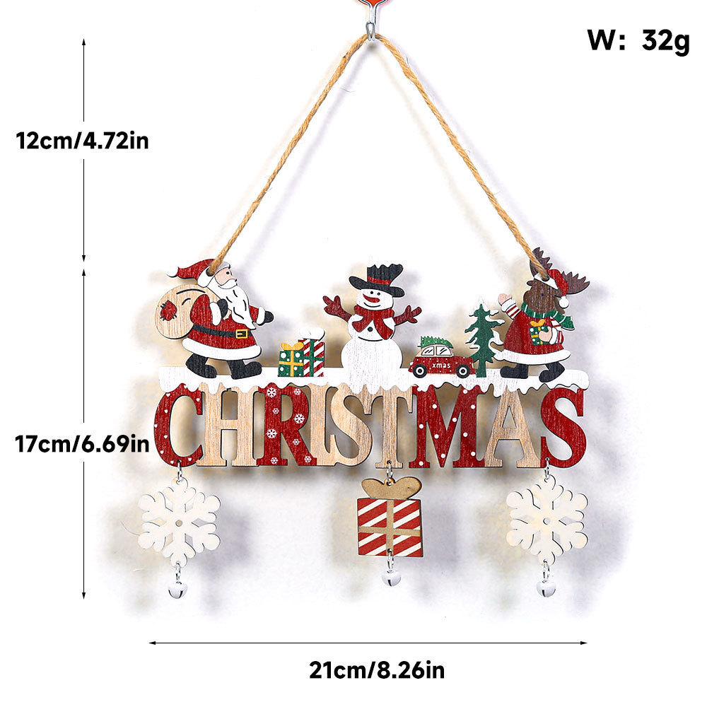 Christmas Wooden Hanging Ornament Decoration for Home Door Xmas Tree Pendants Navidad New Year