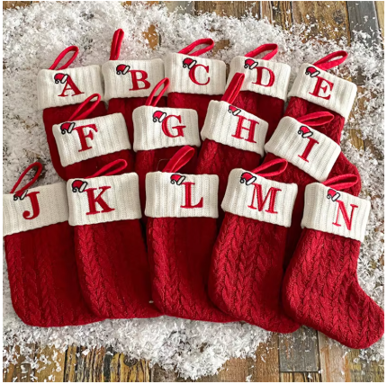 Christmas Socks Knitting Snowflake Letter Stocking Christmas Decoration For Home Xmas Tree Ornament Gift Navidad Natal