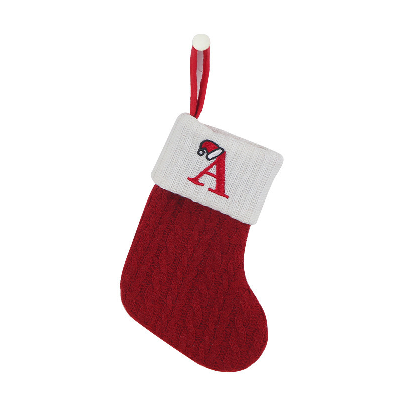 Christmas Socks Knitting Snowflake Letter Stocking Christmas Decoration For Home Xmas Tree Ornament Gift Navidad Natal