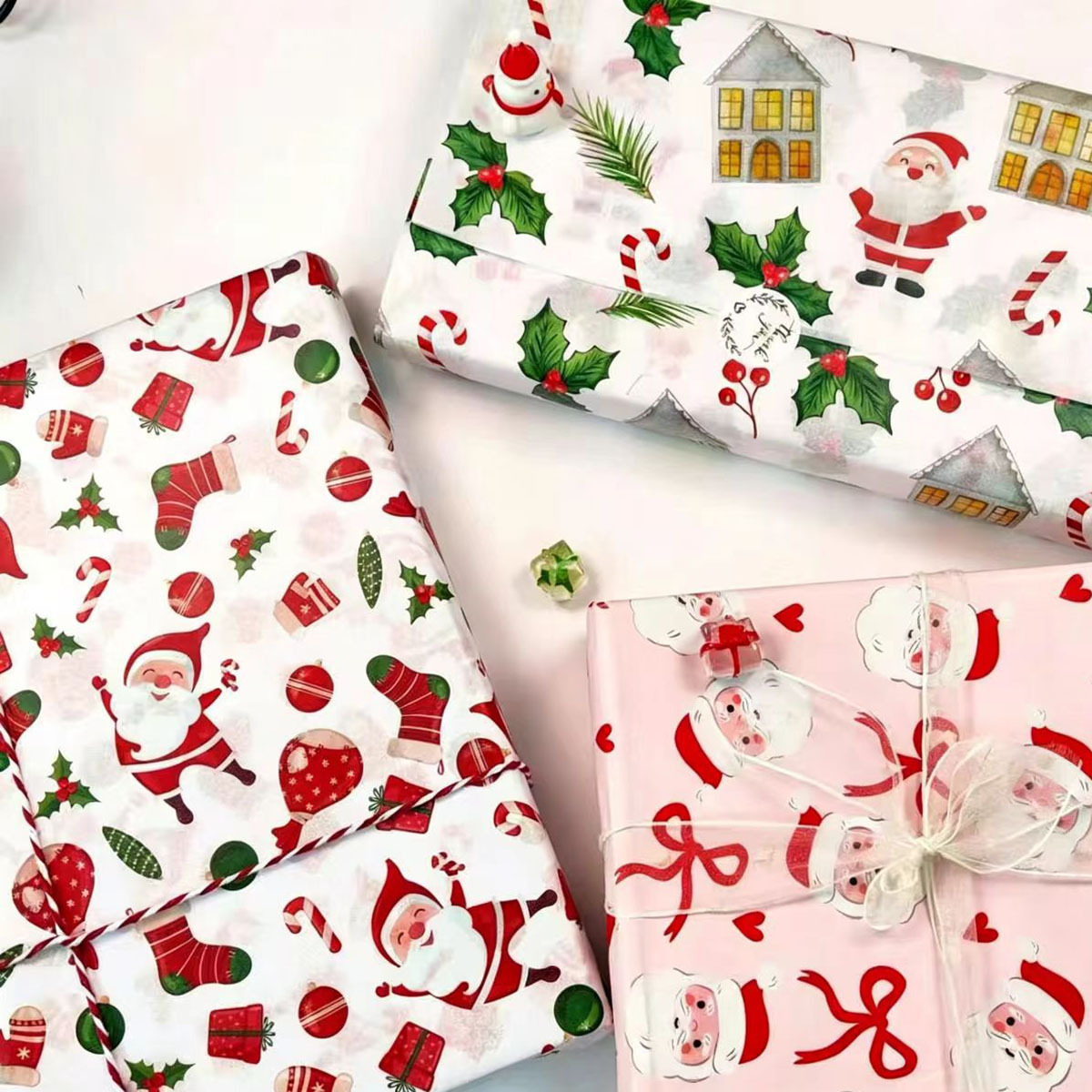 10 Sheets Christmas Gift Wrapping Tissue Paper Santa Clause Festive Wrapping Gift Box Party Setup