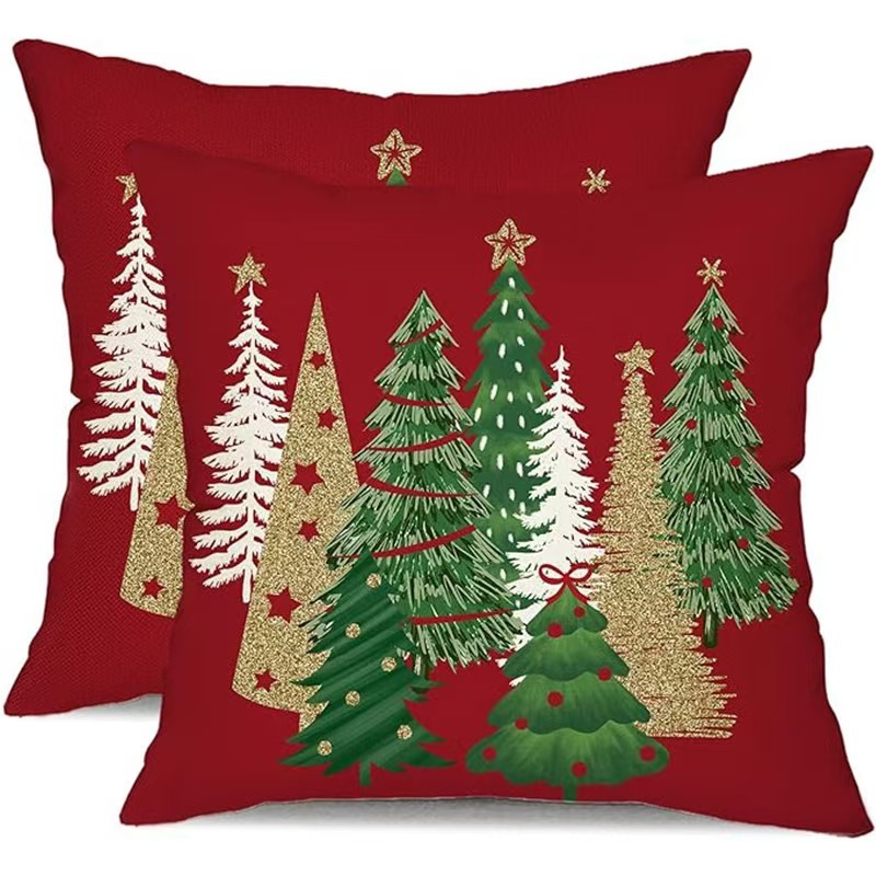 Christmas Pillow Cases Checkered Cushion Cover Decorative for Sofa Plaid Woven Pillowcase for Festive Party Occasions