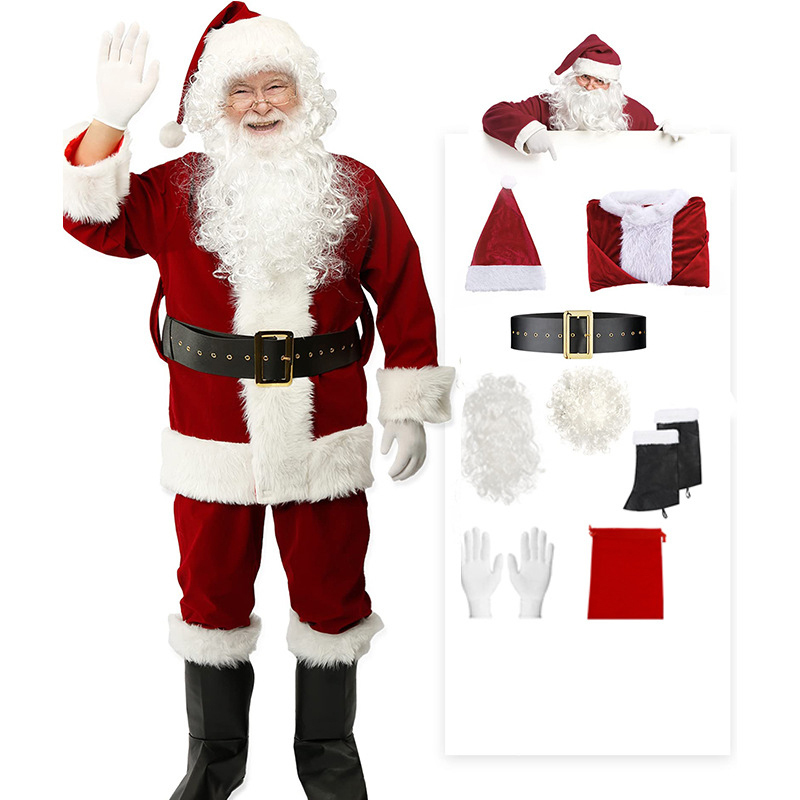 Christmas Santa Costume Suit  Adult Professional Santa Claus Outfit Xmas