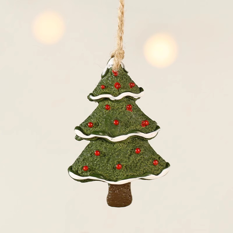 Resin Christmas Tree Ornaments Xmas Hanging Ornaments Santa Snowman Christmas Stocking Sleigh
