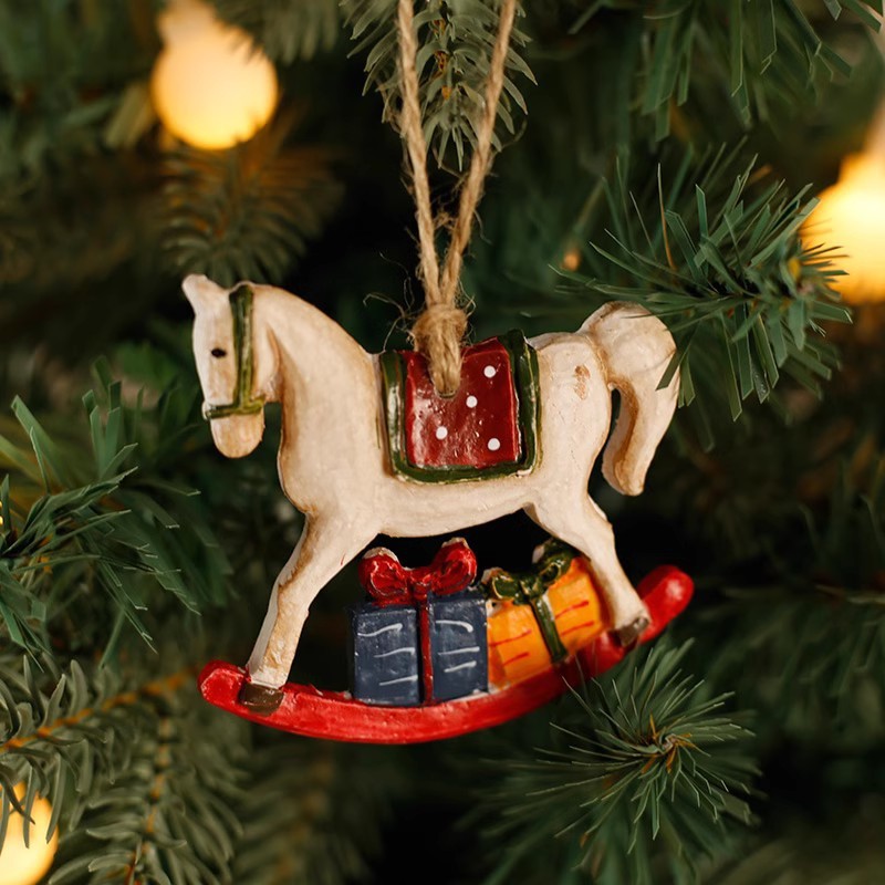 Resin Christmas Tree Ornaments Xmas Hanging Ornaments Santa Snowman Christmas Stocking Sleigh