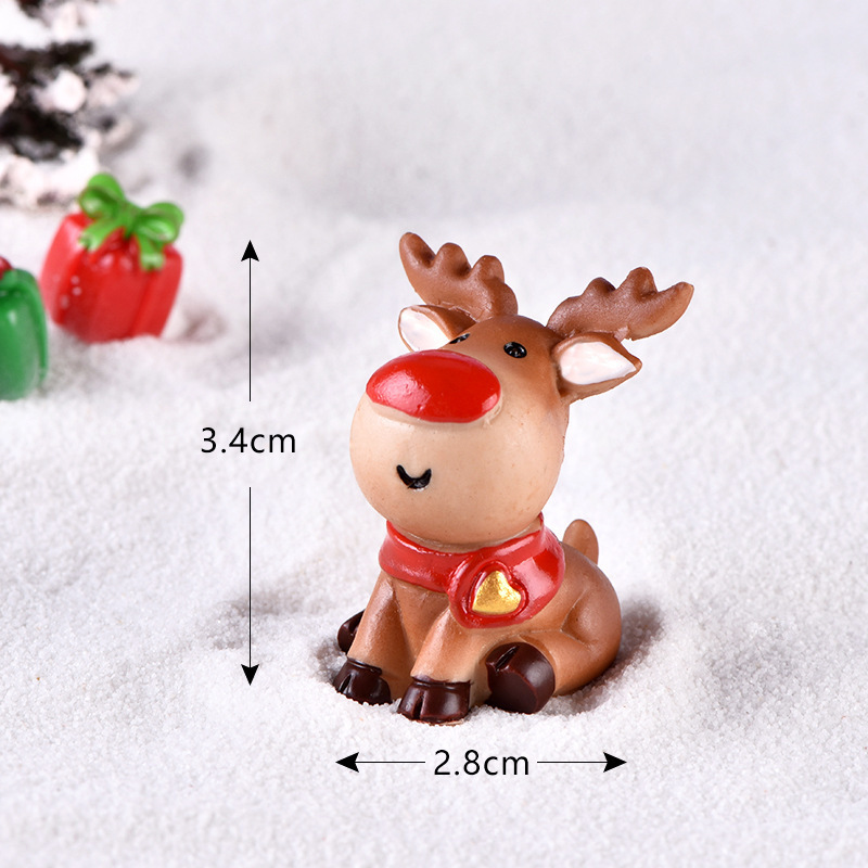 Resin Miniatures Christmas Decorations Snowman Santa Claus Christmas Tree Reindeer Figurines Ornaments New Year Child Gifts