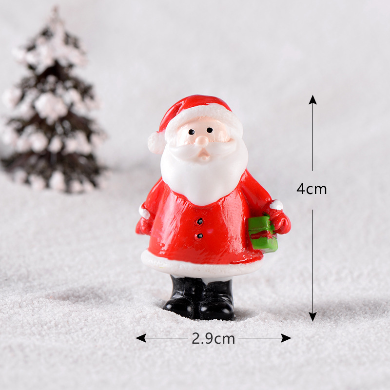 Resin Miniatures Christmas Decorations Snowman Santa Claus Christmas Tree Reindeer Figurines Ornaments New Year Child Gifts
