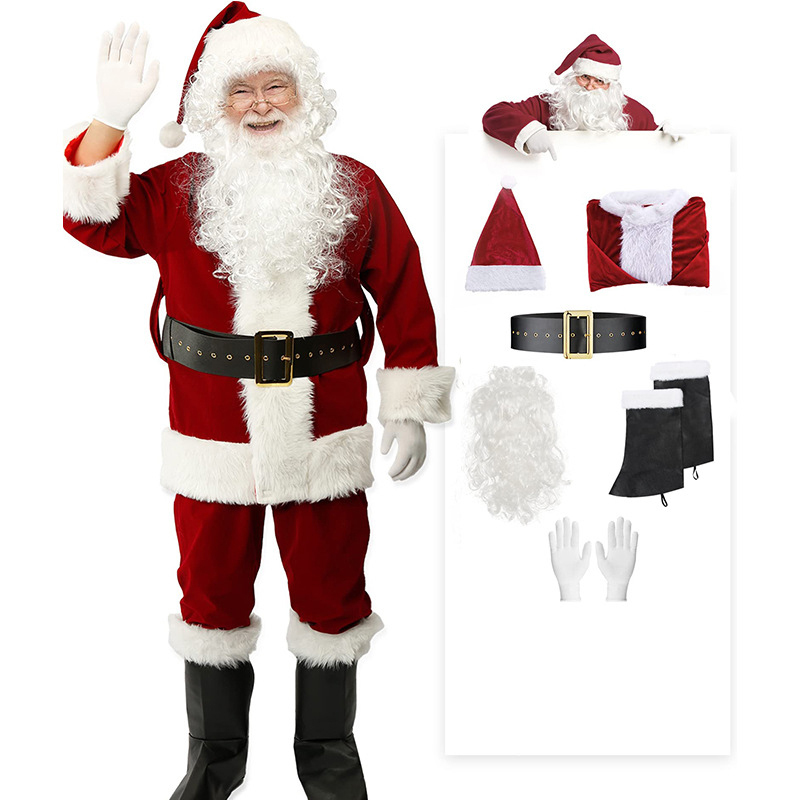 Christmas Santa Costume Suit  Adult Professional Santa Claus Outfit Xmas