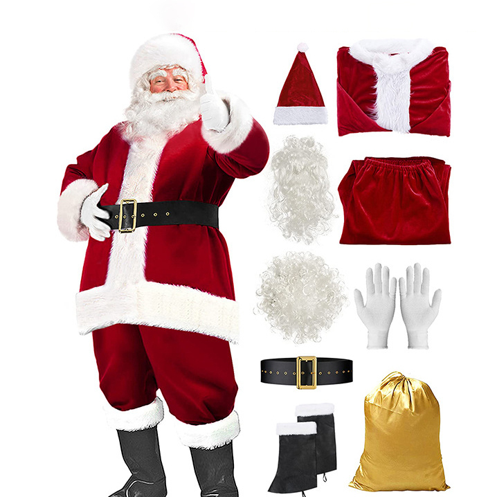 Christmas Santa Costume Suit  Adult Professional Santa Claus Outfit Xmas