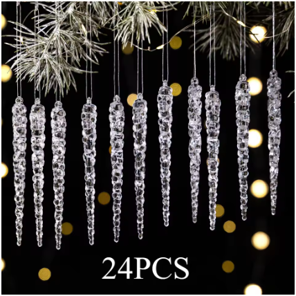 Christmas Acrylic Artificial Icicles Christmas Tree Hanging Decorations for Christmas Home Decora