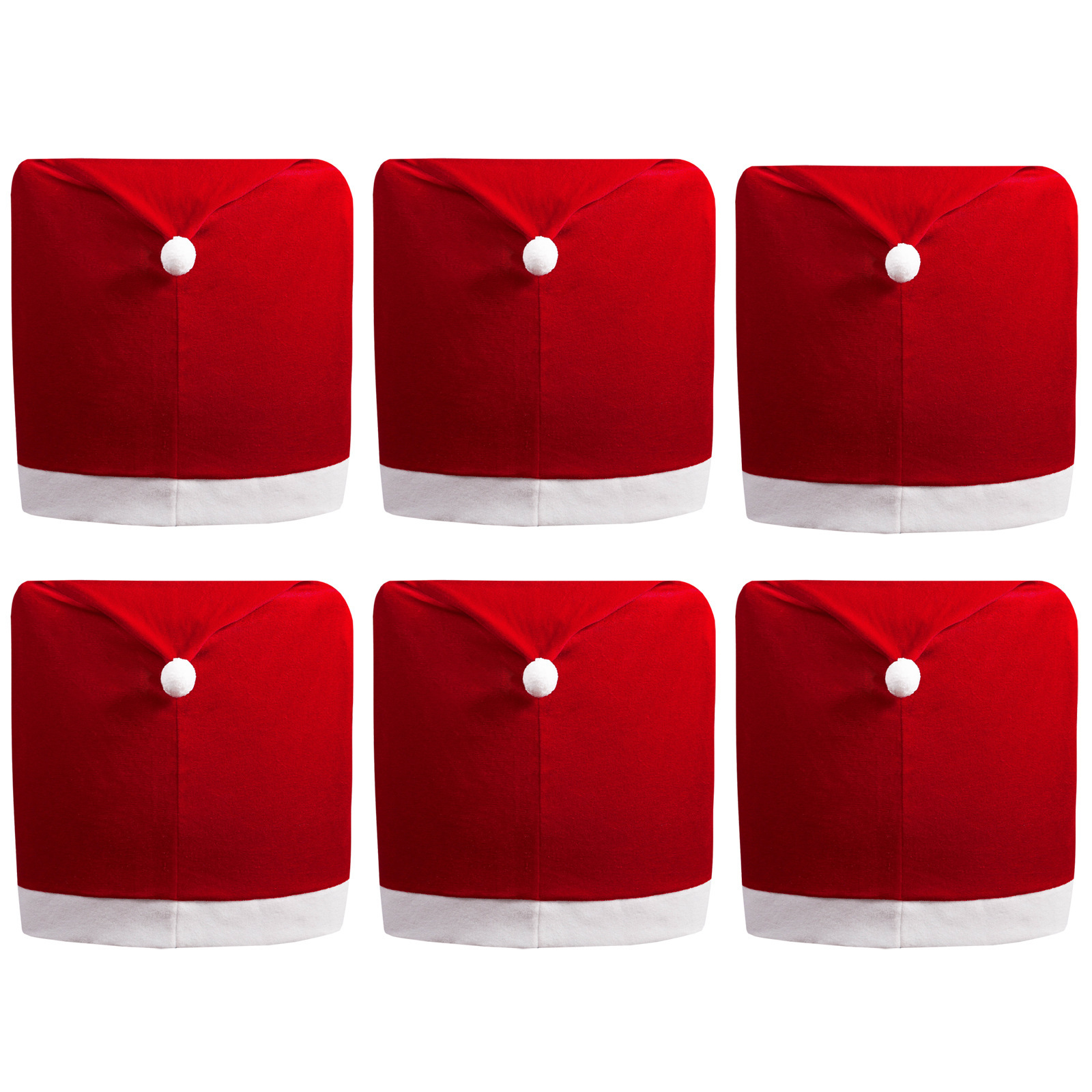Christmas Red Hat Dining Chair Slipcovers Chair Back Covers for Christmas Holiday Festival Decoration