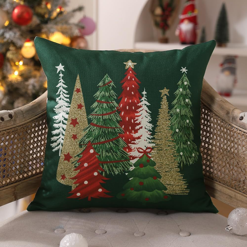 Christmas Pillow Cases Checkered Cushion Cover Decorative for Sofa Plaid Woven Pillowcase for Festive Party Occasions